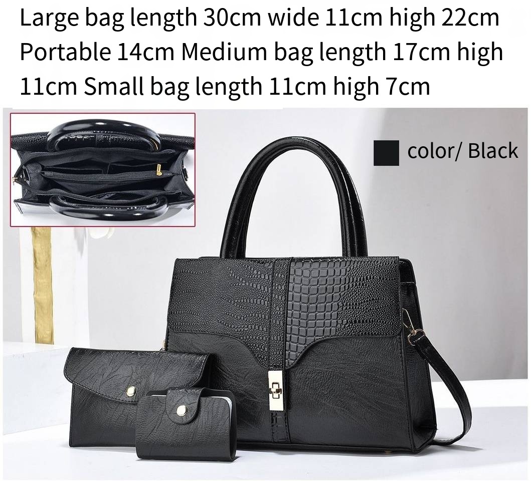 Stylish Pattern Leather Tote Womens 3-Piece Handbag Set with Wallet